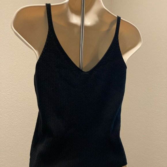 H&M Divided Black Ribbed Strappy Top M - Picture 3 of 7